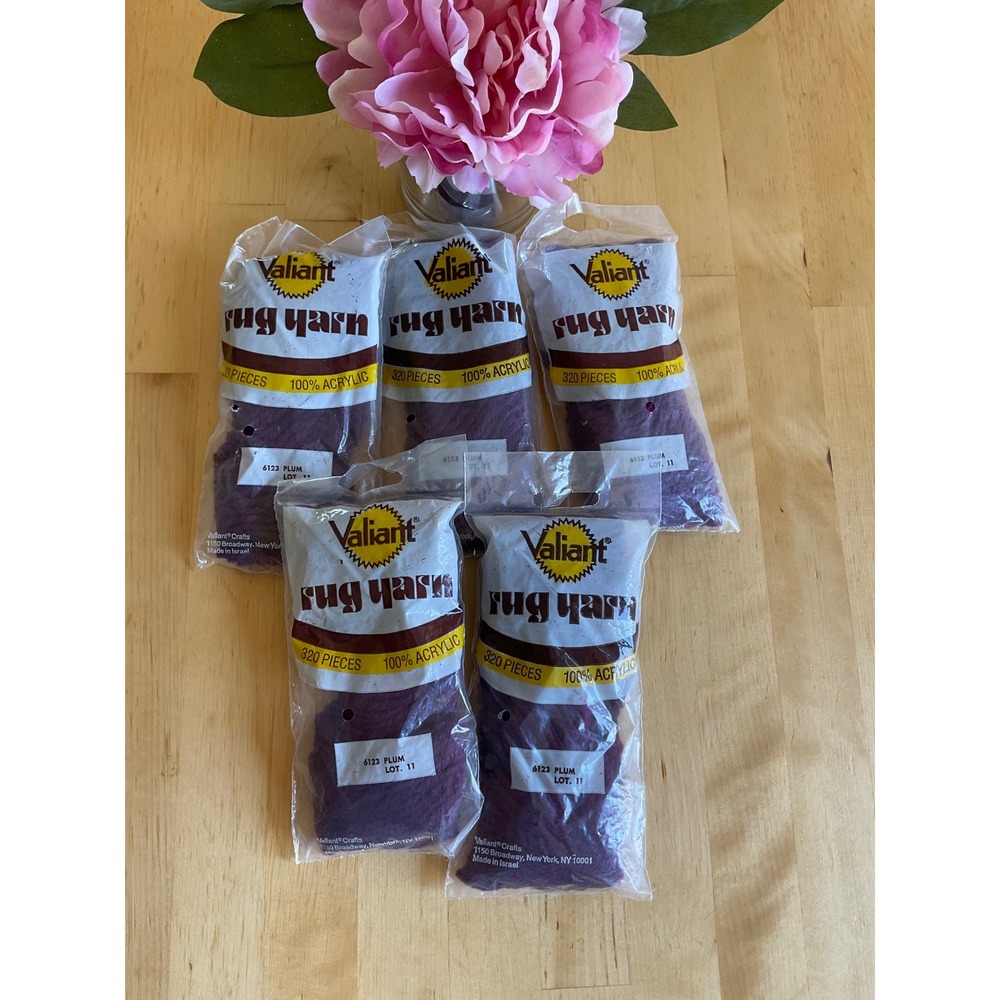 Valiant Rug Yarn 6123 Plum Lot 11 100% Acrylic 320 Pieces 5‎ Packs Vintage Hook
